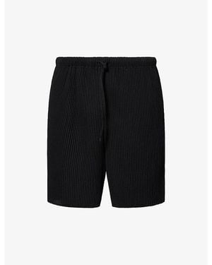 The Couture Club Plisse Midi Woven Shorts - Black