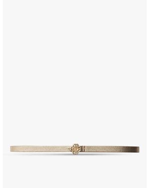 Maje Clover-Buckle Metallic Leather Belt - Natural