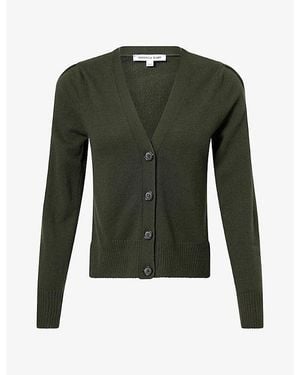 Veronica Beard Solene V-Neck Cashmere Cardigan - Green