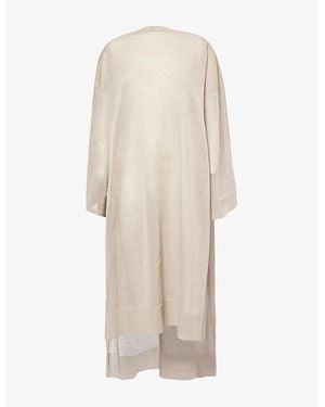Alaïa Relaxed-Fit Boat-Neck Linen-And-Silk Midi Kaftan Dress - Natural
