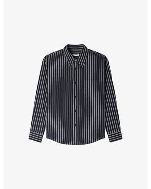 Sandro Striped Long-Sleeve Cotton Shirt - Blue