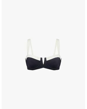 Cheap Monday Clovelly Plunge-Neck Stretch-Woven Bikini Top - Black