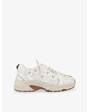 Kurt Geiger Columbia Flower Leather Trainers - White