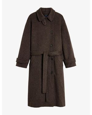 Soeur Jules Funnel-Neck Wool-Blend Coat - Brown