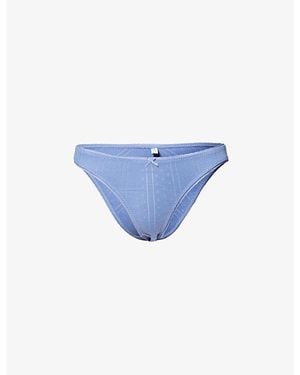 Cou Cou Intimates Pointelle High-Rise Cotton Briefs - Blue
