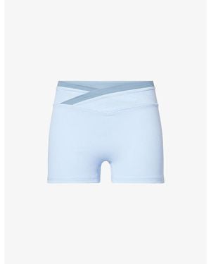 BO+TEE Soft Active Wrap-Waistband Stretch-Woven Shorts - Blue