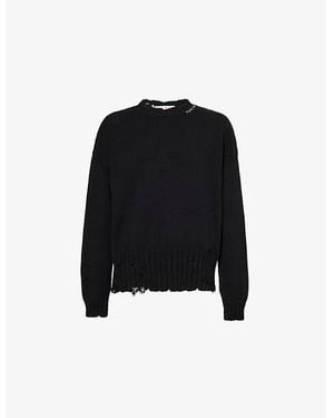 Marni Distressed Crew-Neck Relaxed-Fit Cotton-Knit Jumper - Black