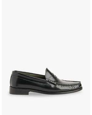 Whistles Manny Slip-On Leather Loafers - Grey