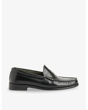 Whistles Manny Slip-On Leather Loafers - Grey