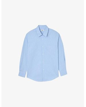 Sandro Striped Relaxed-Fit Cotton Shirt - Blue