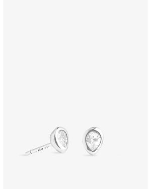 Astrid & Miyu Pear 18Ct-Plated Sterling- And Zirconia Stud Earrings - White