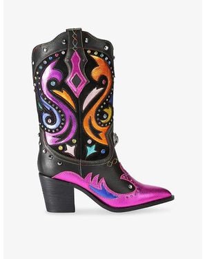 Kurt Geiger Leather Kensington Cowboy Boots - Purple