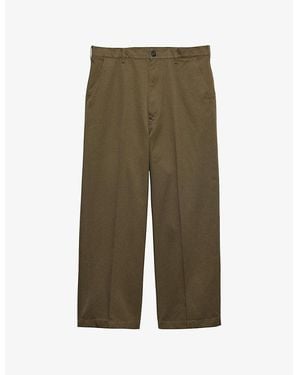 Prada Wide-Leg Cotton Chino Pants - Green