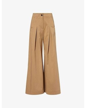 ME+EM Ultimate Wide-Leg Cotton-Blend Trousers - Natural