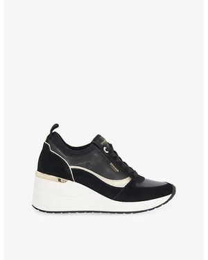 Dune Elarah Mixed-Material Wedge Sneakers - Black