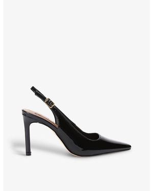 Kurt Geiger Regent Quilted-Insole Patent-Leather Slingback Courts - Black