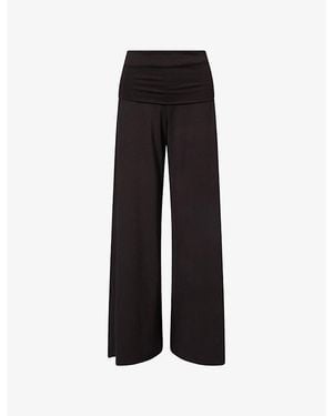 ME+EM Palazzo Wide-Leg Stretch-Woven Pants - Black