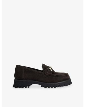 Dune Grissini Chunky Suede Loafers - Black