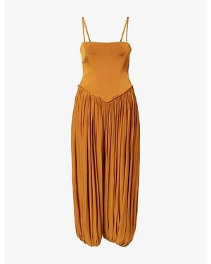 Zimmermann Luna Gathered Jersey Jumpsuit - Brown