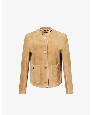 Arma Sogno Round-Neck Suede Jacket - Natural