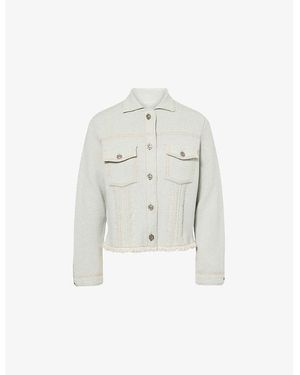 Barrie Denim Pleated Cashmere And Cotton Jacket - White