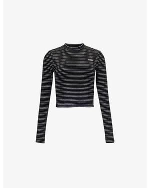 Sisters & Seekers Wilbur Striped Stretch-Woven Top - Black