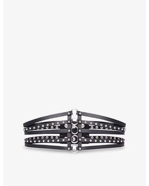 The Kooples Stud-Embellished Leather Corset Belt - Black