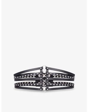 The Kooples Stud-Embellished Leather Corset Belt - White