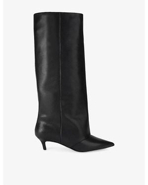 Steve Madden Luca Heeled Leather Knee-High Boots - Black