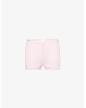 Lounge Underwear Pointelle Mid-Rise Stretch-Woven Pajama Shorts - Pink