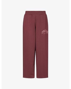GYMSHARK Collegiate Graphic Straight-Leg Cotton-Blend Jogging Bottoms - Red