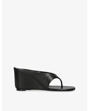 Jude Yaga Leather Wedge Sandals - Black
