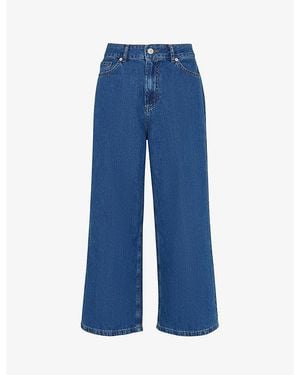 Whistles Wide-Leg Mid-Rise Cropped Denim Jeans - Blue