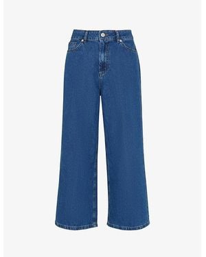 Whistles Wide-Leg Mid-Rise Cropped Denim Jeans - Blue