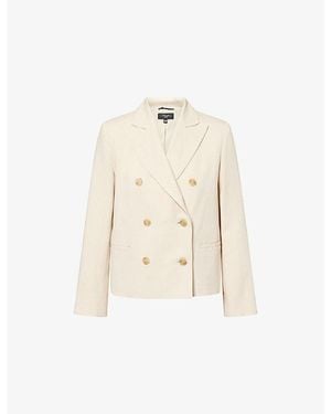 Weekend by Maxmara Peak-Lapel Double-Breasted Woven Blazer - Natural