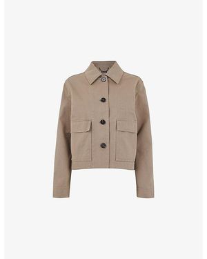 Whistles Marie Boxy-Fit Button-Up Cotton Jacket - Natural