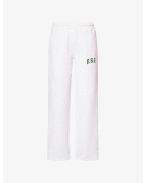 Ru & Rocka Varsity Logo-Print Jersey Jogging Bottoms - White