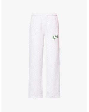 Ru & Rocka Varsity Logo-Print Jersey Jogging Bottoms - White