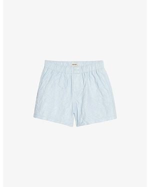 Zadig & Voltaire Pax Elasticated-Waist Crinkled Leather Shorts - Blue