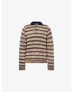 Sacai Collared Striped Knitted Jumper - Multicolour