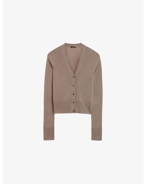 JOSEPH Cashair V-Neck Cashmere Cardigan - Brown