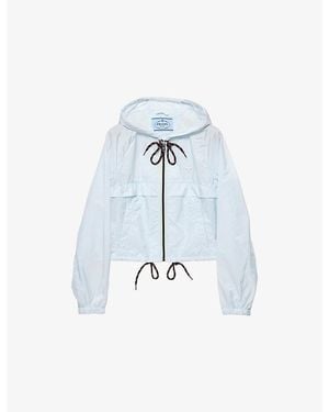 Prada Re-Nylon Lightweight Hooded Woven Jacket - Blue