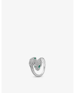 BVLGARI Serpenti Seduttori 18Ct- 0.56Ct Brilliant-Cut Diamond And 0.2Ct Emerald Ring - White