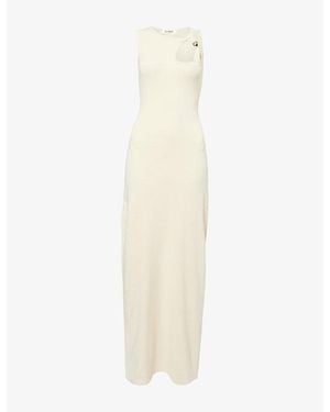4th & Reckless Elexi Sleeveless Hardware-Cut Out Woven Maxi Dress - White