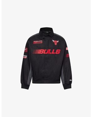 KTZ Chicago Bulls Embroidered-Patch Cotton Moto Jacket - Black
