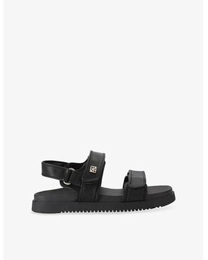 KG by Kurt Geiger Rory Faux-Leather Flat Sandals - Black