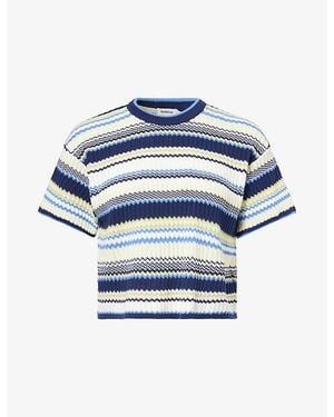 Jonathan Simkhai Tenley Graphic-Pattern Cotton-Blend Top - Blue