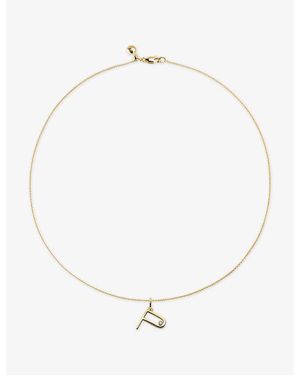 Monica Vinader Initial P 18Ct Vermeil And 0.035Ct Lab-Grown Diamond Pendant Necklace - White