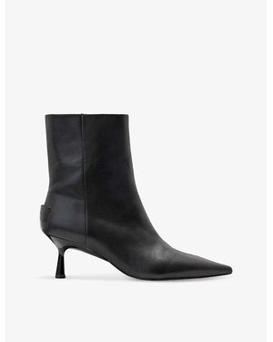 AllSaints Vivian Logo-Embossed Heeled Leather Ankle Boots - Black