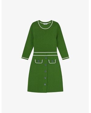 LK Bennett Ciara Contrast-Trim Stretch-Knit Mini Dress - Green